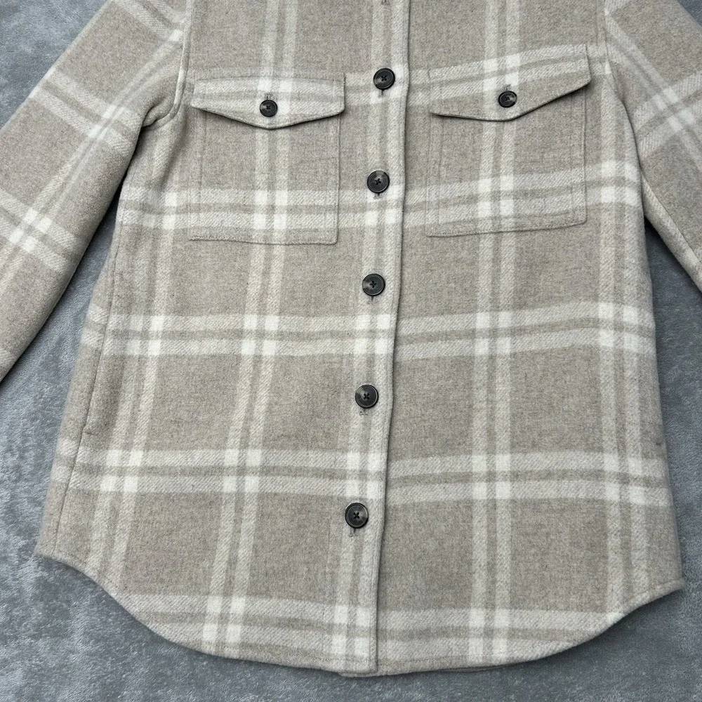 Everlane Mens Shirt Shacket Heavyweight Overshirt Plaid Shirt Sz Small Tan Beige